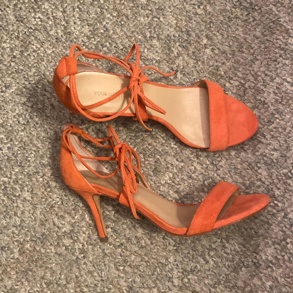 Pour La Victoire coral strappy tie suede sandal